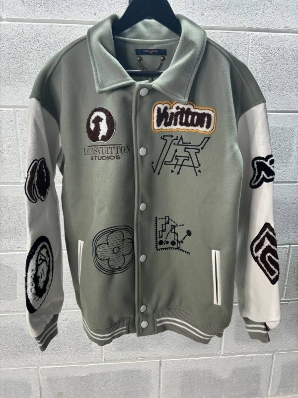 LV baseball Jacket in Grey Color