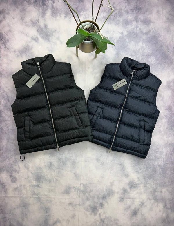 Dior Oblique Down Vest Jacket Gilets Hoodie Coat Comfort In Black & Navy Blue