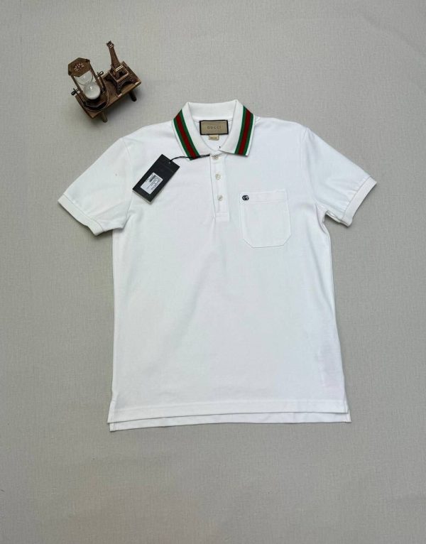 Gucci Men Women Designers Fake Reps AAA Polo Shirts Sale UK	Man Woman First Copy Replica Piquet Polos Shirt Cheap Price Luxury Brand Logo 1st Copies Rep GG Web Stripe Collar Half Sleeves Originals Unisex Cotton Fashion Duplicate White 