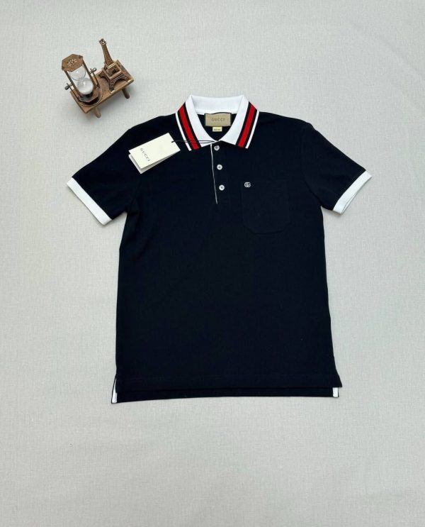 Gucci Men Women Designers Fake Reps AAA Polo Shirts Sale UK	Man Woman First Copy Replica Piquet Polos Shirt Cheap Price Luxury Brand Logo 1st Copies Rep GG Web Stripe Collar Half Sleeves Originals Unisex Cotton Fashion Duplicate Black