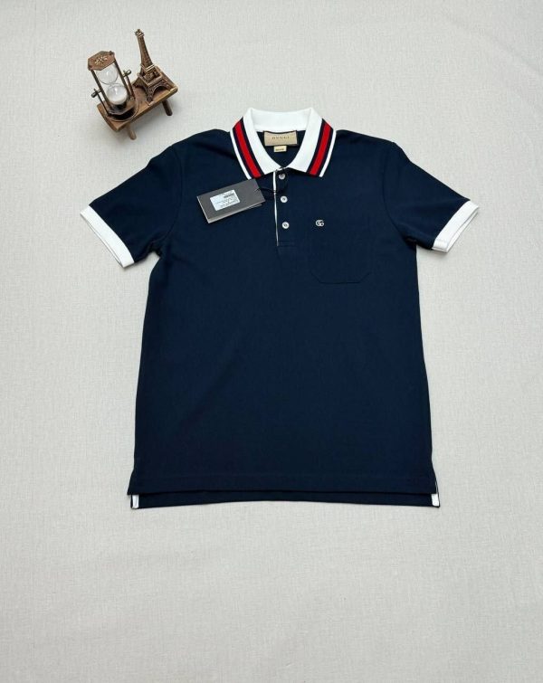 Gucci Men Women Designers Fake Reps AAA Polo Shirts Sale UK	Man Woman First Copy Replica Piquet Polos Shirt Cheap Price Luxury Brand Logo 1st Copies Rep GG Web Stripe Collar Half Sleeves Originals Unisex Cotton Fashion Duplicate Blue