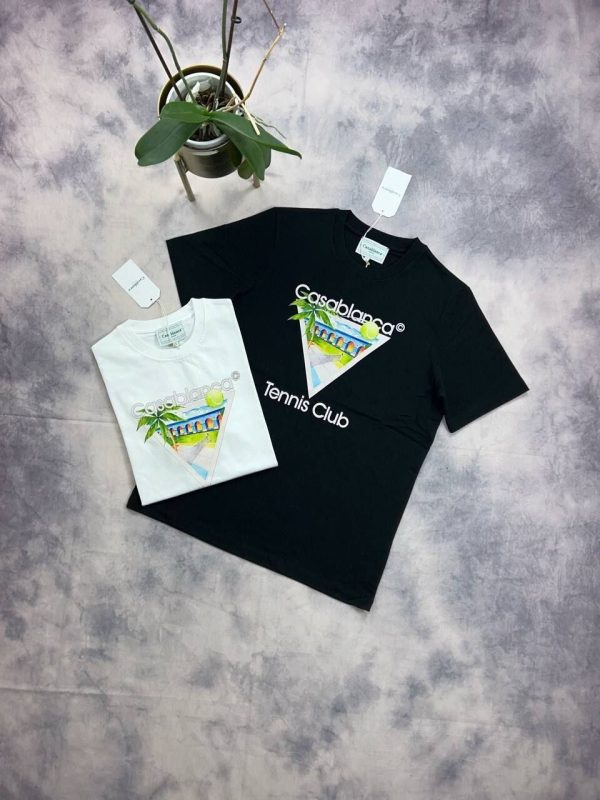 Casablanca Tennis Club Icon T-Shirt In Black And White Colors