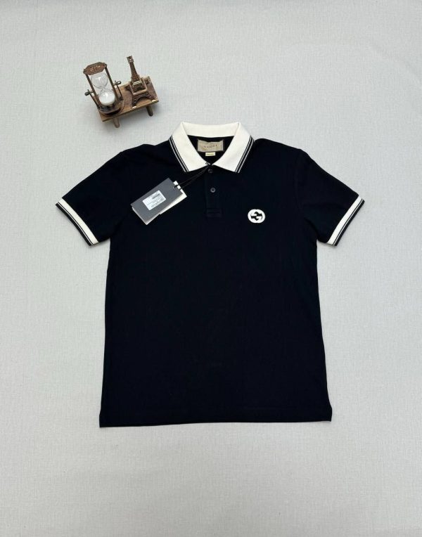 Gucci Men Women Polo Shirts Fake Reps Luxury Best AAA Sale UK	Man Woman Polos Shirt First Copy Replica Cheap Price Rep Designers Brand Logo Interlocking GG Monogram Pique Half Sleeves Web Collar Premium Quality Unisex Boys Girls Black 