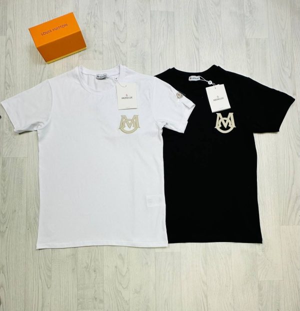 Moncler Logo Embossed T-Shirt in Black & White