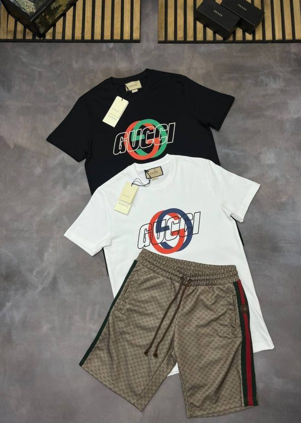Gucci Men Logo Printed T-Shirt & Shorts Set