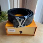 Louis Vuitton Damier Graphite Mens Copy Replica Luise Belt	Vitton Check Fake Black Grey Cheap Men Women Rep Belts AAA First Checkered Womens Reps Men's Women's Lady With Silver LV Monogram Buckle man woman mans womans fakes Lui Luis Lois Lius Lous Lovie Louvis viton Black