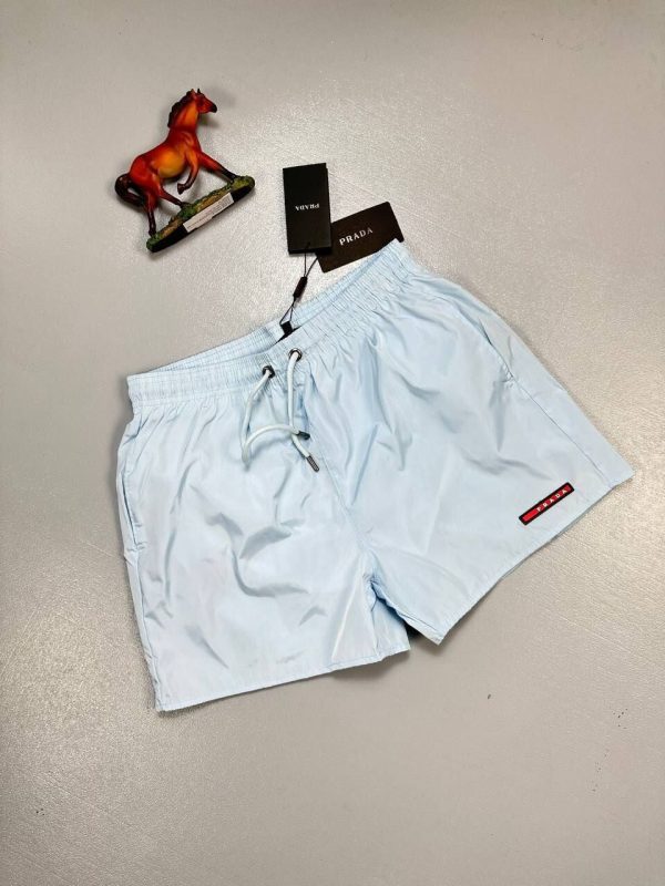 Prada Milano Men's Designer Re-Nylon Shorts Fake Rep Sale UK	Men First Copy Swim Short Man Cheap Price Replica Cargo Pants 1st Copies Fakes Reps Boys 1:1 Luxury Brand Logo Cargos Pant 1 to 1 Jersey Cotton Swimwear AAA Duplicate Sky Blue