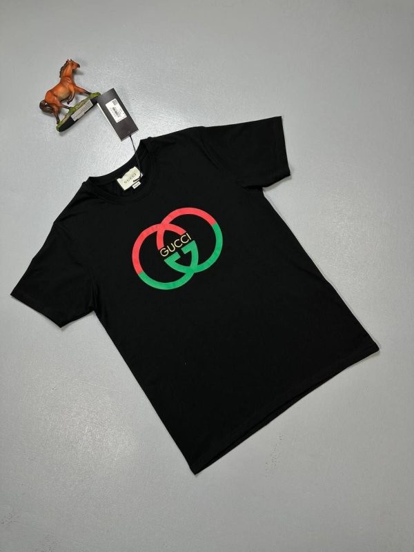 Gucci G Cotton Cheaper T-Shirt Replica T Shirt For Men Black Tee Shirts T-Shirts Fake Cheap Rep Woman Reps T.Shirt T.Shirts Mens Womens Men's Women's First Copy Summer Organic Graffiti Half Sleeves Short Gents Logo Black