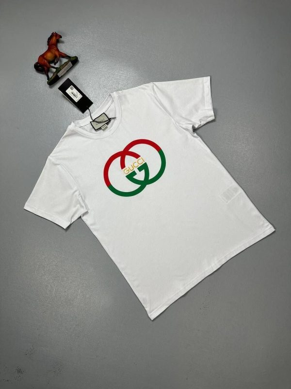 Gucci G Cotton Cheaper T-Shirt Replica T Shirt For Men White Tee Shirts T-Shirts Fake Cheap Rep Woman Reps T.Shirt T.Shirts Mens Womens Men's Women's First Copy Summer Organic Graffiti Half Sleeves Short Gents Logo Black