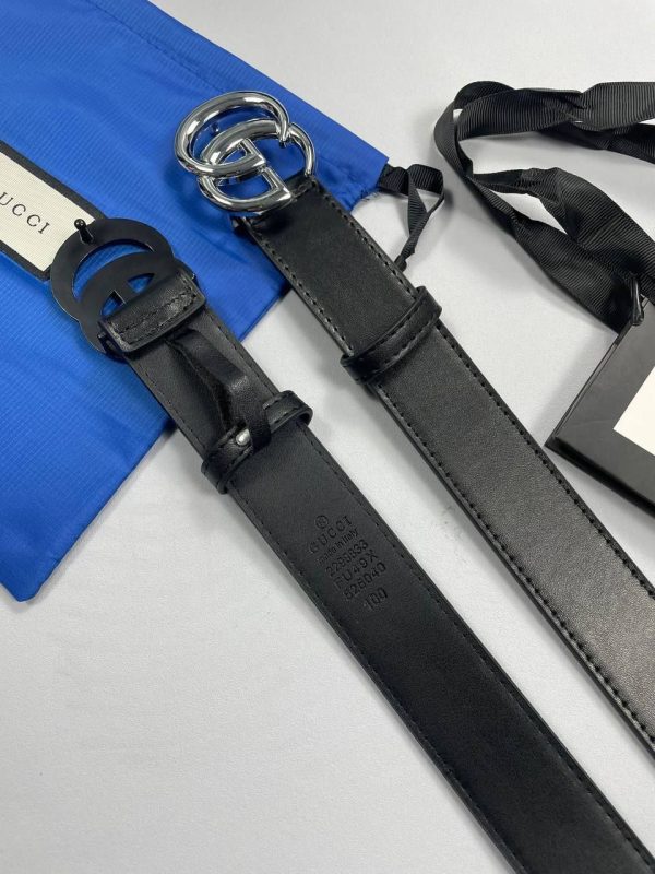 Gucci Men's Women's GG Silver Replica AAA Leather Belt Sale UK	Man Woman GG Monogram Brand Logo Buckle Belts First Copy Reps Cheap Price Rep Designer Wide Dupe Classic Double G Luxury Unisex 1st Copies Casual Calfskin 30mm