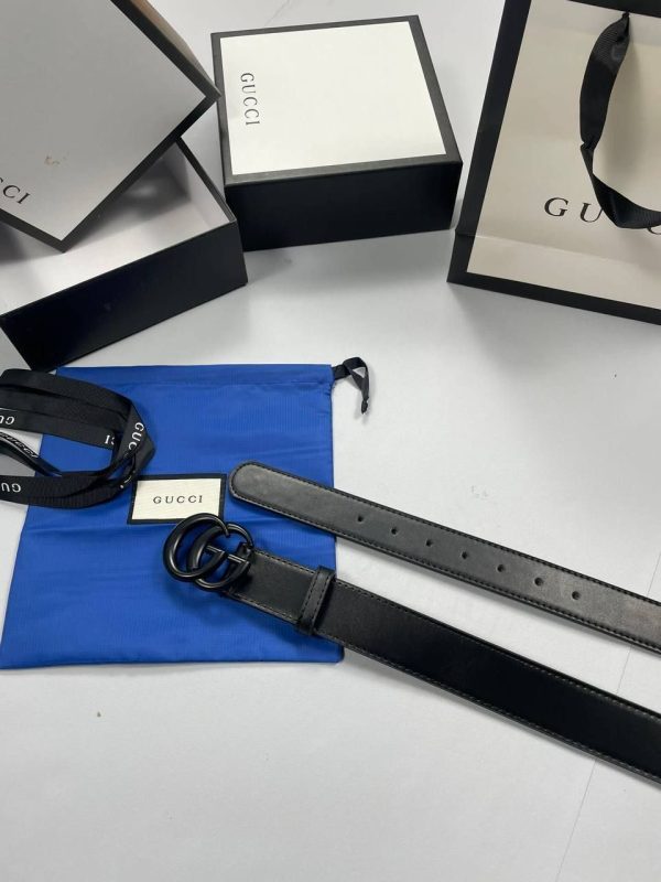 Gucci Men's Women's GG Black Replica AAA Leather Belt Sale UK	Man Woman GG Monogram Brand Logo Buckle Belts First Copy Reps Cheap Price Rep Designer Wide Dupe Classic Double G Luxury Unisex 1st Copies Casual Calfskin 30mm