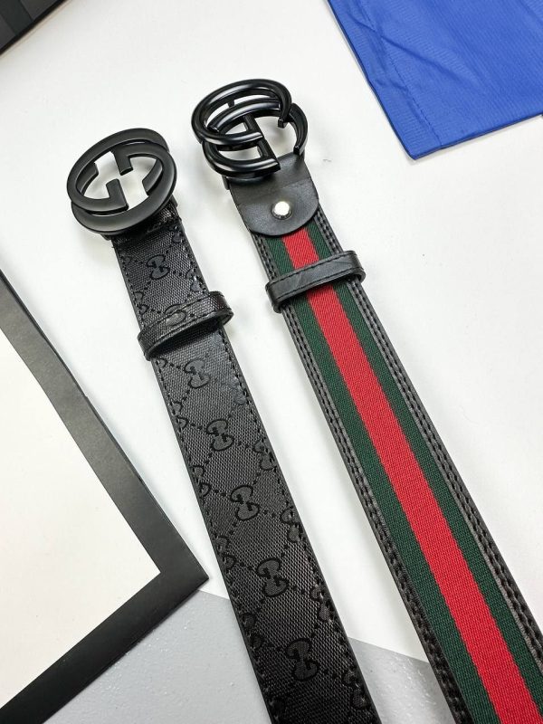 Gucci Men's Women's Designer Black Belts Fake Red Lines Best Rep AAA Sale UK	Man Woman First Copy Replica Cheap Price Reps Leather Belt Double GG Brand Logo Canvas Luxury Fashion Casual Accessories 1st Copies Original Duplicate Unisex 1:1