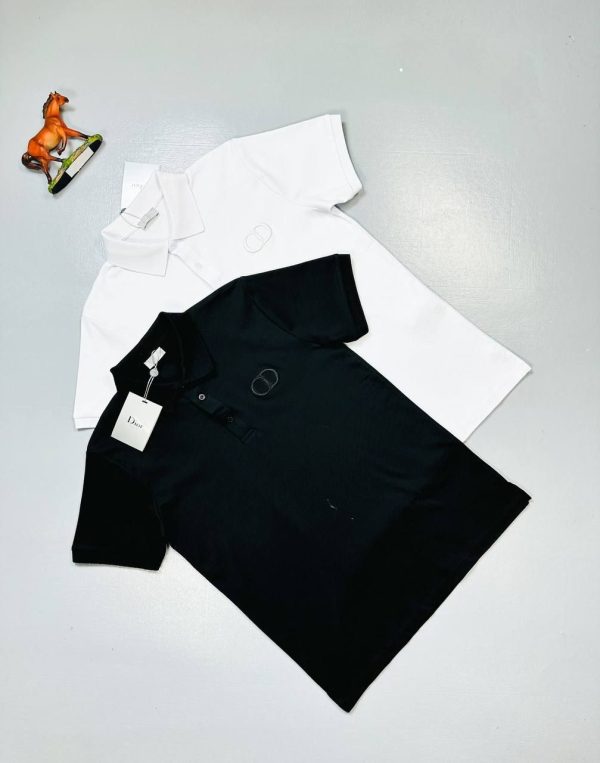 Dior CD Icon Polo Shirt T-Shirt In Black And White Colors (013J800A0373_C080)