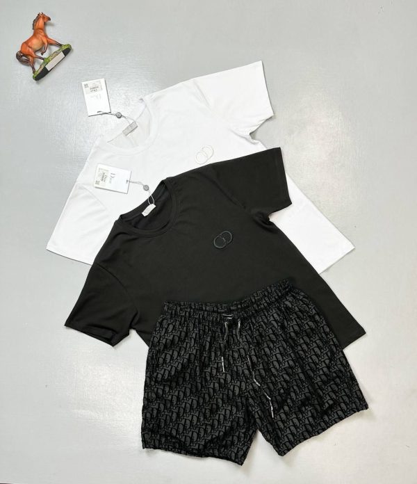 Dior CD Icon Regular-Fit T-Shirt Swim With Bootleg Short In Black & White Colors