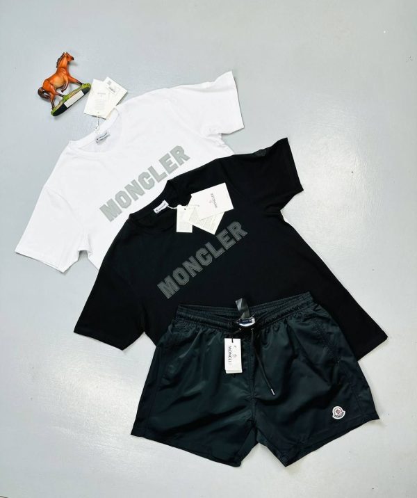 Moncler T-shirts Shorts Set Black White Sale UK