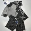 Louis Vuitton Men Splash Monogram T-shirts Shorts Set Sale UK	Men's First Copy Reps Cheap Price Replica Fake T-shirt Short Sets Man Rep 1st Copies Man T Shirt Pant Luxury Fakes LV Brand Logo 1:1 Outfit Designer AAA Original Black