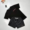 Prada Milano Men's Logo T-shirts Shorts Set Fake Rep Sale UK	Man First Copy Replica Men Cheap Price Fakes Reps Tshirt Cargo Swim Shorts 1st Copies Joggers 1 to 1 Brand Patch 1:1 AAA Nylon Cotton Swimming Bottom Boys Duplicate Black