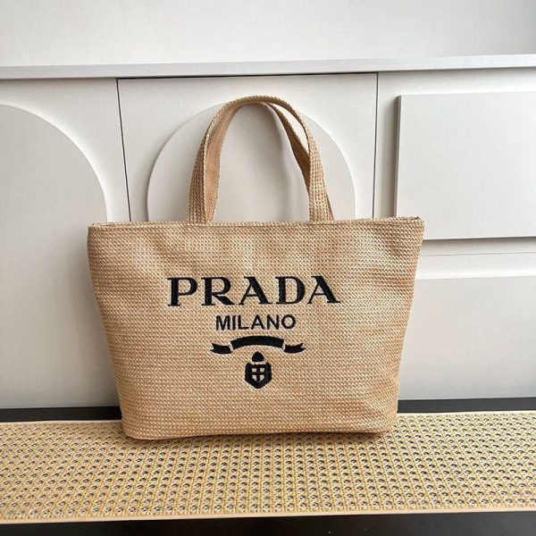 Prada Milano Women's Woven Crochet Tote Bags Reps AAA Sale UK	Woman First Copy Cheap Price Crossbody Bag Women Rep 1st Copies Fakes 1:1 Luxury Embroidered Canvas Totebag 1 to 1 Brand Logo Replica Shoulder Purse Fake Duplicate Beige
