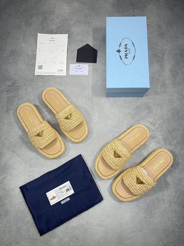 Prada Milano Women Crochet Platform Sliders Fake Rep Sale UK	Woman First Copy Replica Slider Women's 1st Copies Slippers Luxury Cheap Price Sandals 1:1 Flip Flop Fakes Reps 1 to 1 Designer Slides AAA Brand Logo Duplicate Gold
