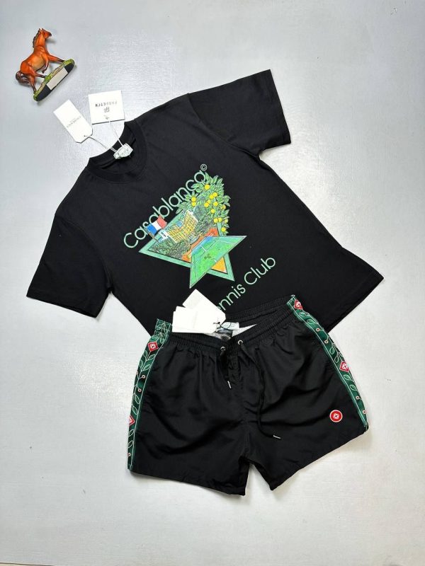 Casablanca Men's Tennis Club Luxury T-shirts Shorts Set Black White Blue Sale UK