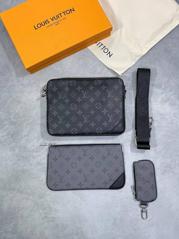 Louis Vuitton Monogram Man Bag Triple Mens Trio Outdoor LV Messenger Leather Black Cheap Bags