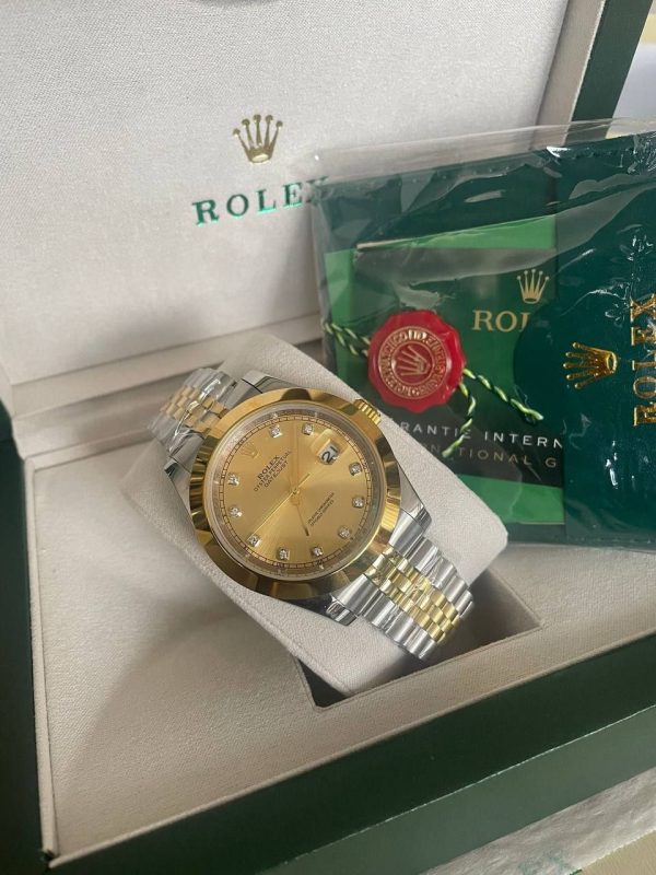Rolex Master Oyster Perpetual DateJust Gold Color Dial Watch Men's