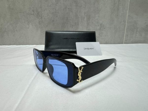 Saint Laurent Square Black Sunglasses Blue Shade