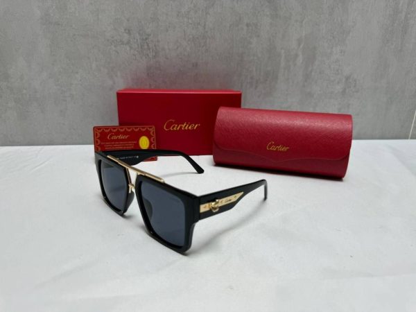 Cartier Black & Gold Square Frame Sunglasses