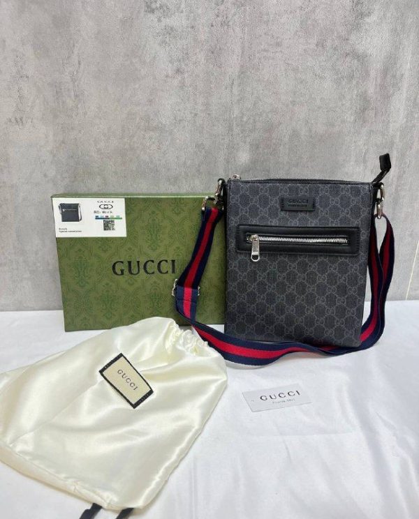 Gucci Men's Designer Messenger Black Bag Fake Rep AAA Sale UK	Man First Copy Replica Cheap Price Leather Crossbody Bags GG Brand Logo Long Belt Supreme Canvas 1st Duplicate Reps Men Original Cross Body Purse Luxury Fashion