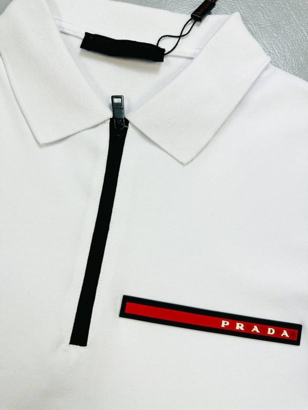 Prada Milano Men Women Half Zip Up Polo Shirts Fakes Sale UK	Man Woman First Copy Fake Replica Pique Polos Shirt Men's Women's Cheap Price 1st Copies Rep Designer Reps 1:1 Collar Brand Logo Patch 1 to 1 Luxury AAA Duplicate