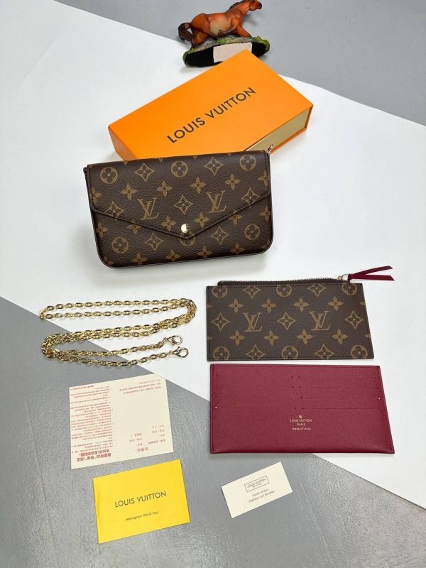Louis Vuitton LV Women's Designer Clutch Bag Fake Rep Sale UK	Woman First Copy Fakes Reps Handbag Women Luxury Mini Pouch 1st Copies Cheap Price Crossbody Shoulder Bags Ladies Replica Chain Strap 1:1 Brand Logo AAA Duplicate Brown