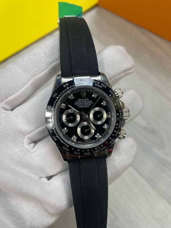 Rolex Cosmograph Daytona Black Dial with Rubber Straps Watch Men's