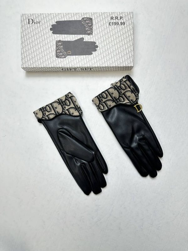 Christian Dior Black Leather Gloves