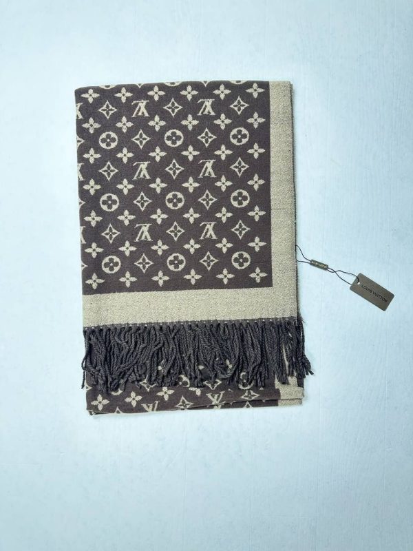 Louis Vuitton Women LV Monogram Denim Wool Scarf Rep Sale UK	Woman First Copy Cheap Price Replica Luxury Scarves Women's 1st Copies Fakes Reps 1:1 Winter Wooly Shawls Fake Casual Girls Wear 1 to 1 Brand Logo AAA Duplicate Brown