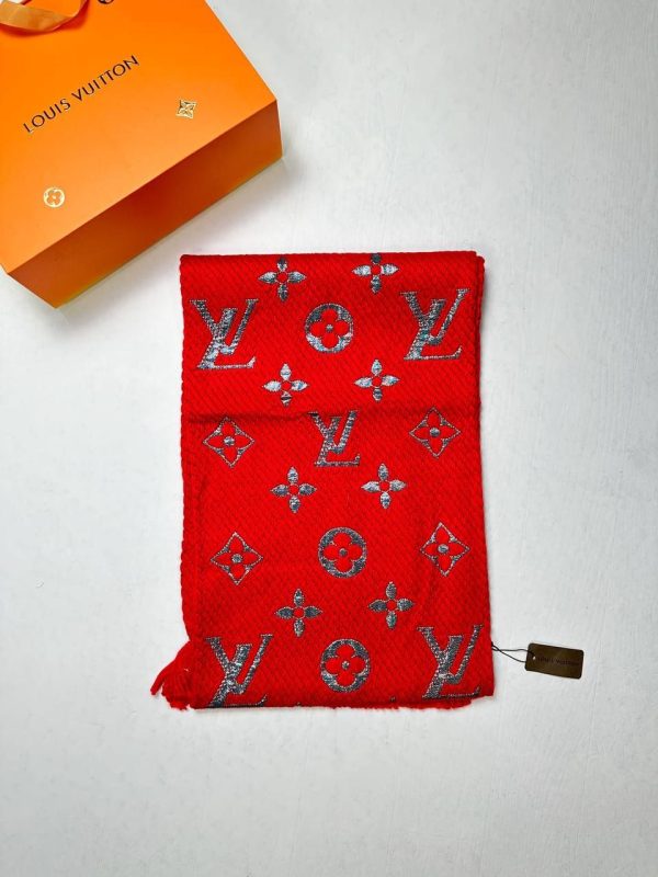 Louis Vuitton Women's Logomania Wool Scarfs Fake AAA Sale UK	Woman First Copy Fakes Replica Cheap Price Rep Designer Scarves Women Reps Shawls 1st Copies Fashion Casual Wear Scarf 1:1 Girls 1 to 1 Luxury LV Brand Logo Duplicate Red