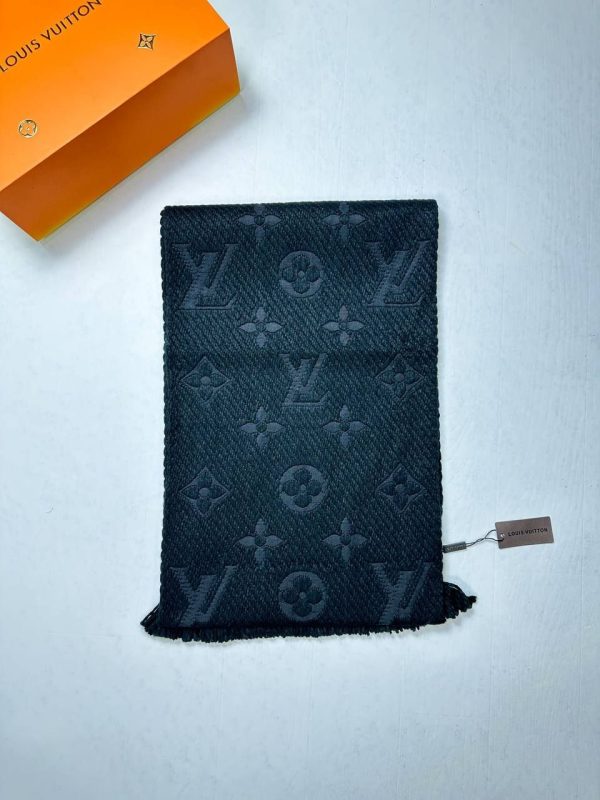 Louis Vuitton Women's Logomania Wool Scarfs Fake AAA Sale UK	Woman First Copy Fakes Replica Cheap Price Rep Designer Scarves Women Reps Shawls 1st Copies Fashion Casual Wear Scarf 1:1 Girls 1 to 1 Luxury LV Brand Logo Duplicate Dark Blue
