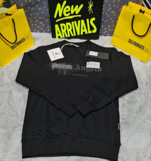 Palm Angels Logo Printed Crew Neck Jumper For Men's in Black