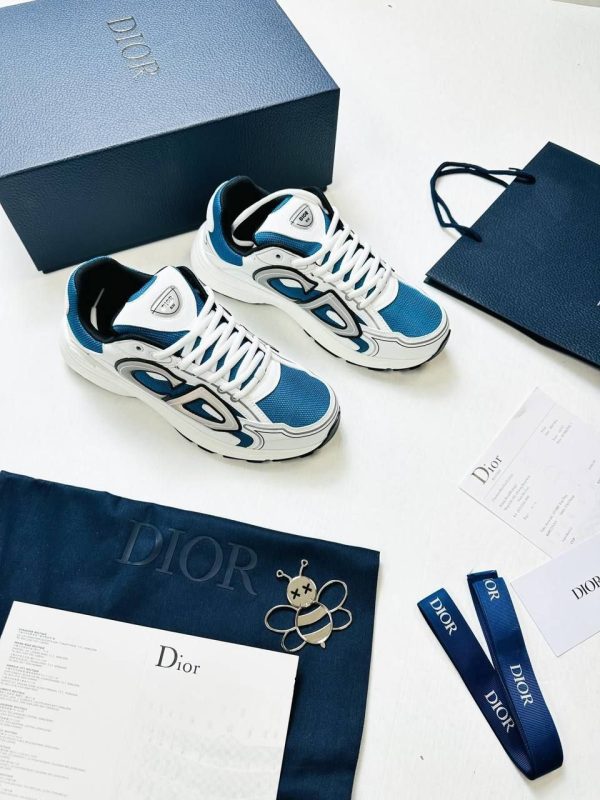 Christian Dior B30 Blue Mesh White Technical Fabric Trainer For Men's