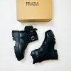 `Prada Milano Women's Leather Combat Boots Fakes Reps Sale UK	Woman First Copy Replica Long Boot Ladies Cheap Price Fake Rep Shoes 1st Copies Pocket Chunk Shoe 1:1 Luxury Brand Logo 1 to 1 Designer Ankle Lace Up AAA Duplicate Black
