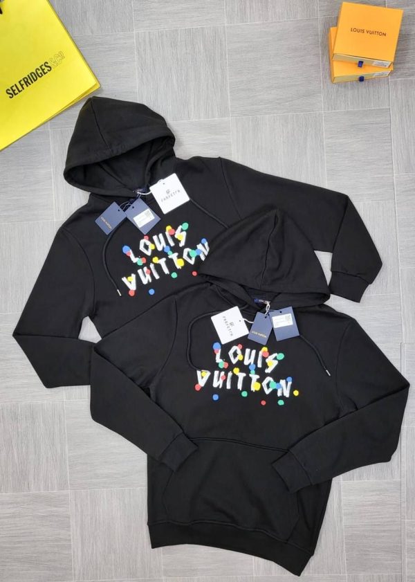 Louis Vuitton Men's Women's Fade Logo Hoodie Reps AAA Sale UK	Man Woman First Copy Fakes Pullover Hoodies Men Women Cheap Price Replica Knitwear 1st Copies Sweatshirt 1:1 Fake Rep Designer LV Brand 1 to 1 Sweatshirts Duplicate Black