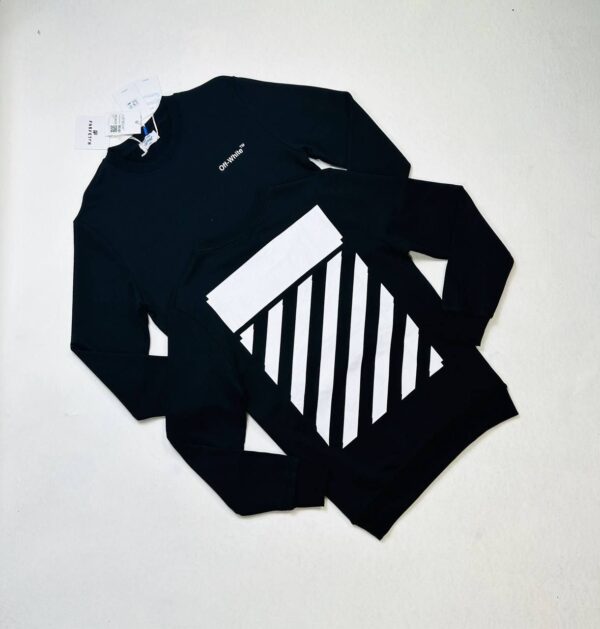Off-White Logo Print Diagonal Jumpers For Men's in Black Color