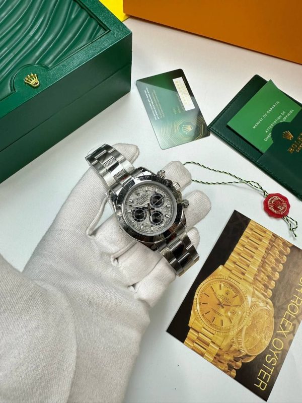 Rolex Cosmograph Daytona Panda White Gold Meteorite Dial Steel and Black Oyster Men's Watch
