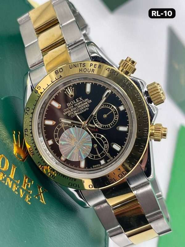 Rolex Cosmograph Daytona Two Tone Yellow Gold Black Dial Men's Watch