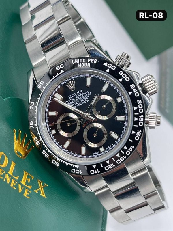 Rolex Cosmograph Daytona Chain Silver Black Dial Men's Watch