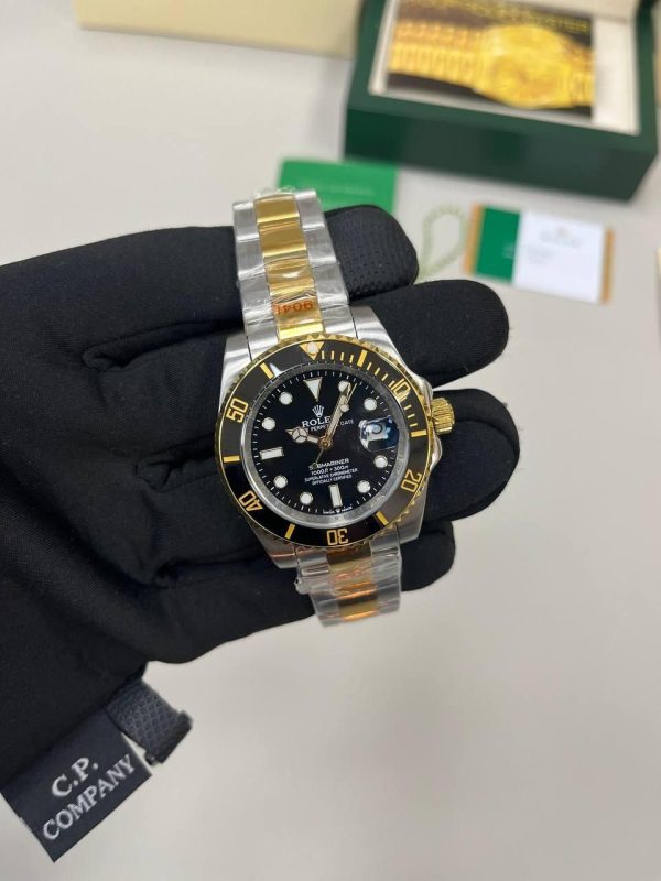 Rolex Submariner Black Dial Men's Watch in Two Tone Chain Straps