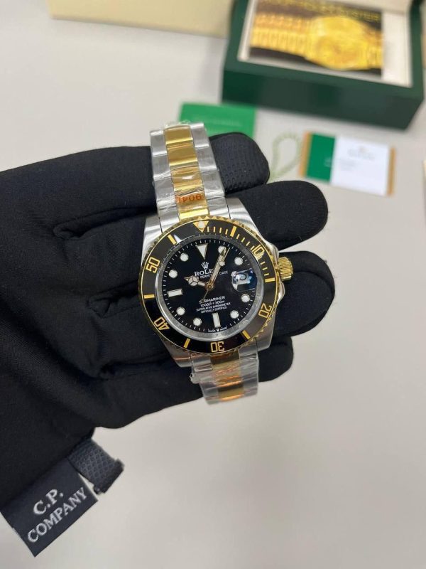 Rolex Submariner Date Black Dial Two Tone Yellow Gold Black Ceramic Bezel Men's Watch