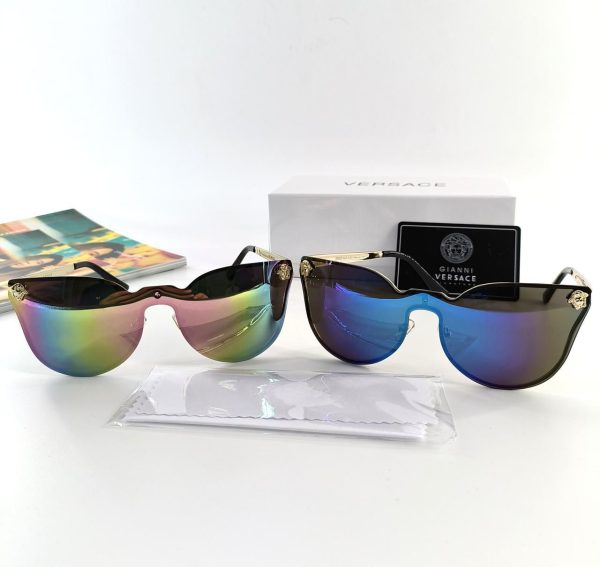 Versace Reflective Mirror Sunglasses Square Classic Women's Men's in 2 Different Colors
