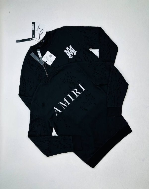 Amiri Logo Print Classic Crew Neck Jumper For Men's in Black Color
