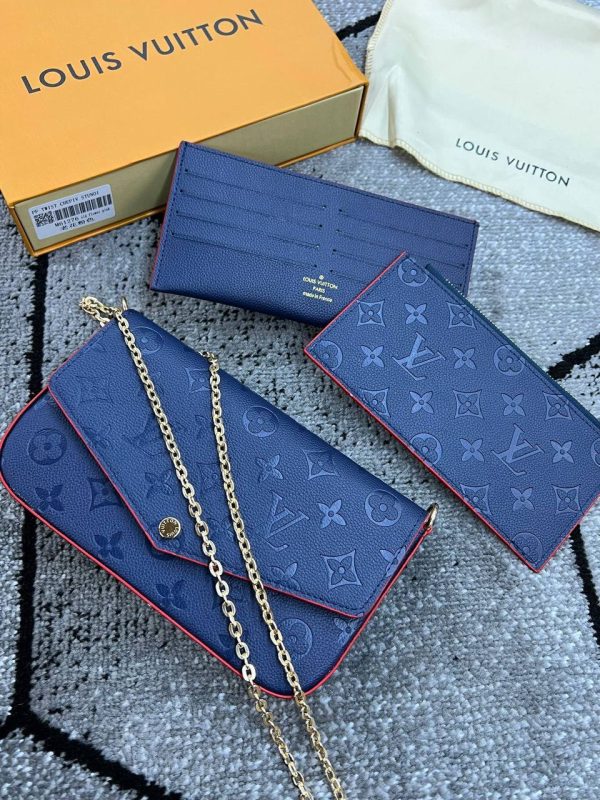 Louis Vuitton Women's Felicie Triple Pochette Bag AAA Sale UK	Woman First Copy Replica Trio Pouch Ladies Cheap Price Handbag Women's Luxury 1st Copies Rep Leather Purse Chain Strap Bags Fakes Reps 1:1 LV Brand Logo Duplicate LV logo
Navy Blue