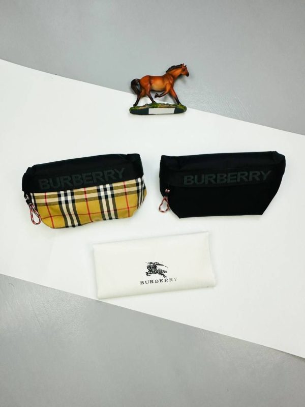 Burberry Men Check Crossbody Cotton Beige Bag Black Belt UK